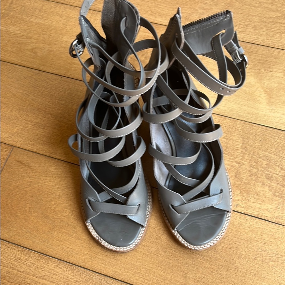Tibi Gray Strappy Gladiator Sandals